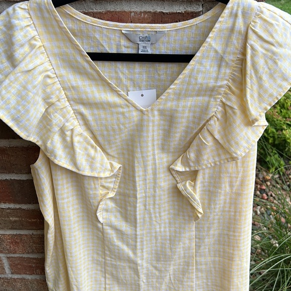 Croft & Barrow Ladies XXL Soft Yellow Gingham Ruffled Top - Picture 5 of 7